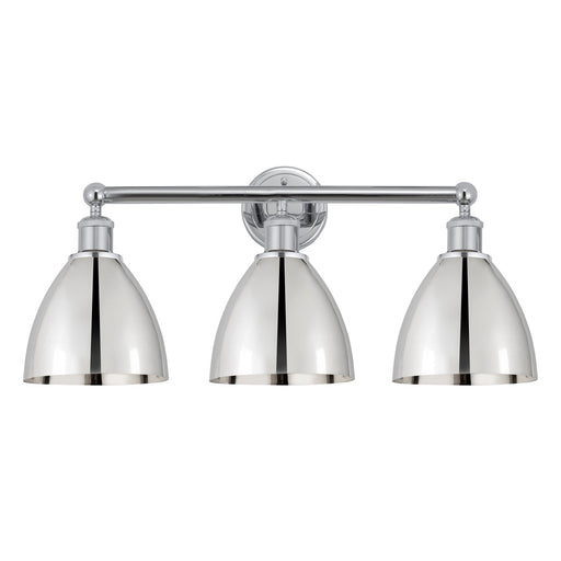 Innovations Bristol 26in 3-Light Bath Vanity Light | Industrial Farmhouse Polished Chrome and Metal Shade | Bathroom Vanity | Model 616-3W-PC-MBD-75-PC
