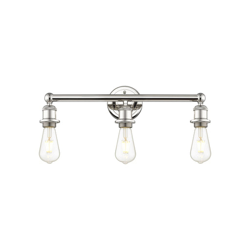 Innovations Edison 21.375in 3-Light Bath Vanity Light | Industrial Polished Nickel Steel and Cast Brass | Bathroom Vanity | 21.38 x 6.25 | Model 616-3W-PN