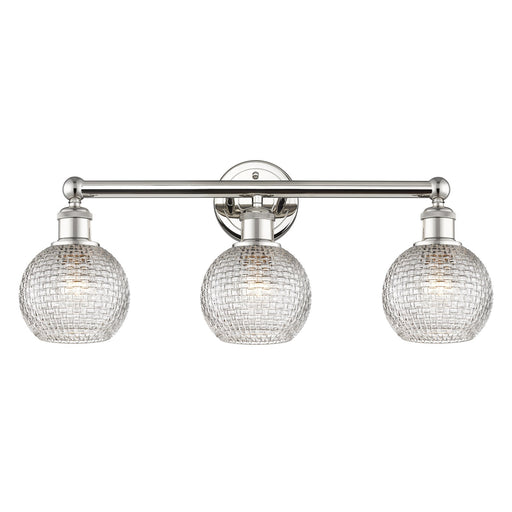 Innovations Athens 24in 3-Light Bath Vanity | Modern Farmhouse Polished Nickel and Clear Basket Weave Glass | Bathroom Vanity | Model 616-3W-PN-G122C-6CL