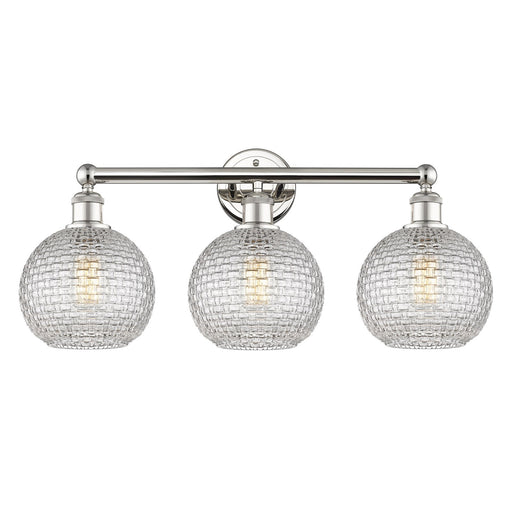 Innovations Athens 26in 3-Light Bath Vanity | Modern Farmhouse Polished Nickel and Clear Basket Weave Glass | Bathroom Vanity | Model 616-3W-PN-G122C-8CL