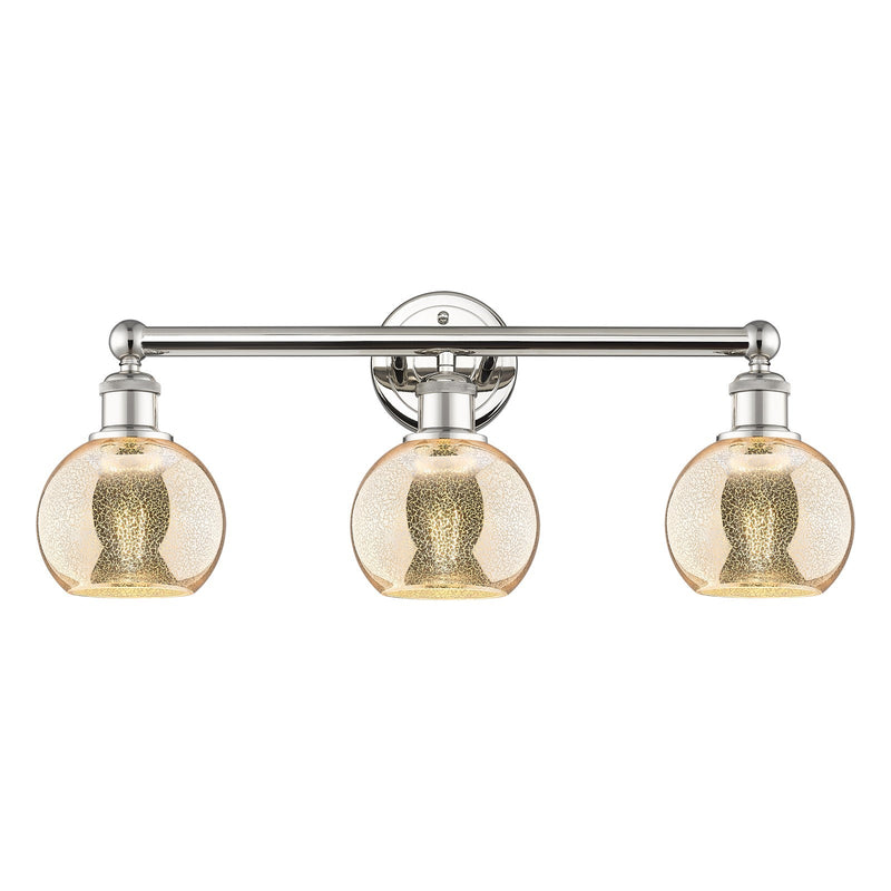 Innovations Athens 24in 3-Light Bath Vanity | Industrial Polished Nickel Steel and Mercury Glass | Bathroom Vanity | 23.88 x 7.44 | Model 616-3W-PN-G128-6