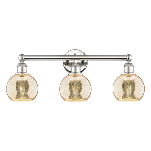 Innovations Athens 24in 3-Light Bath Vanity | Industrial Polished Nickel Steel and Mercury Glass | Bathroom Vanity | 23.88 x 7.44 | Model 616-3W-PN-G128-6