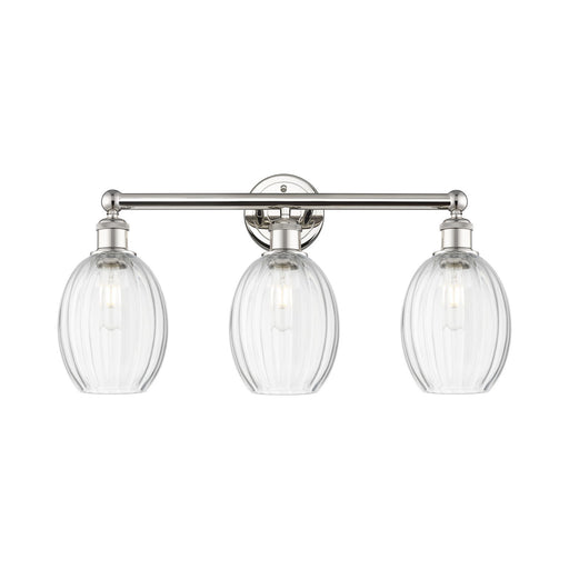 Innovations Preston Bulb 24in 3-Light Bath Vanity Light | Industrial Polished Nickel and Clear Glass | Bathroom Vanity | 24.25 | Model 616-3W-PN-G459-6CL