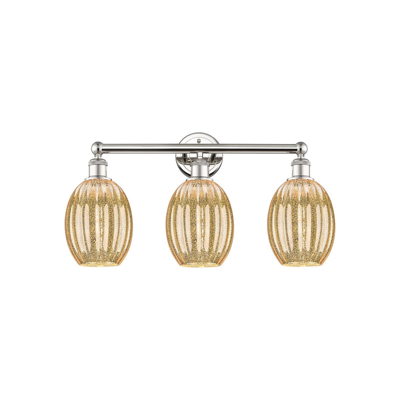 Innovations Preston Bulb 24in 3-Light Bath Vanity Light | Industrial Polished Nickel and Mercury Glass | Bathroom Vanity | Model 616-3W-PN-G459-6ME