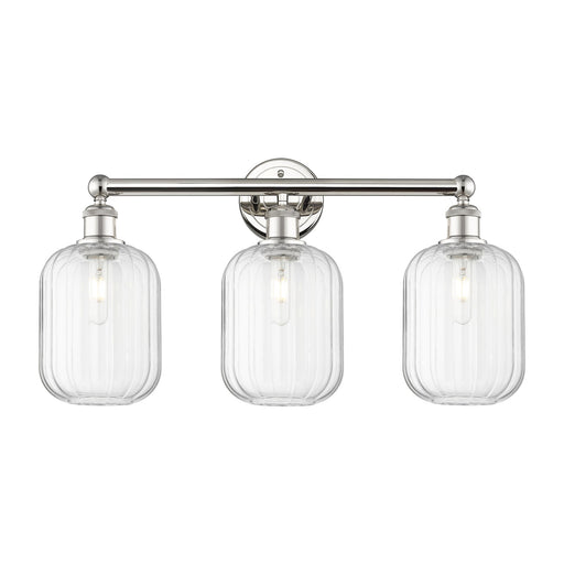 Innovations Preston Cylinder 25in 3-Light Bath Vanity | Industrial Polished Nickel Steel and Clear Glass | Bathroom Vanity | Model 616-3W-PN-G460-7CL