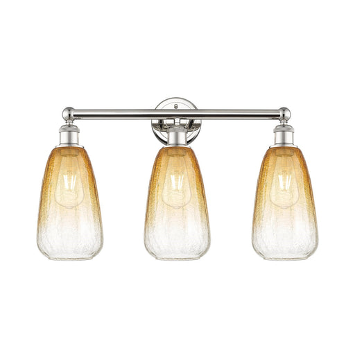 Innovations Brookhaven Almond 24in 3-Light Bath Vanity Light | Industrial Polished Nickel and Amber Glass | Bathroom Vanity | Model 616-3W-PN-G480-6AM