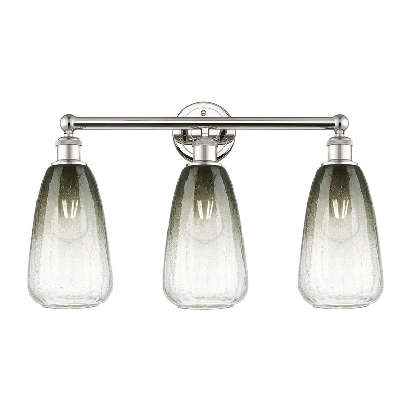 Innovations Brookhaven Almond 24in 3-Light Bath Vanity Light | Industrial Polished Nickel and Slate Glass | Bathroom Vanity | Model 616-3W-PN-G480-6SL