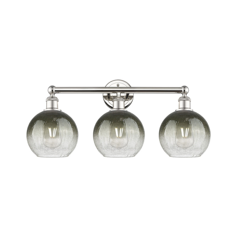 Innovations Brookhaven Globe 26in 3-Light Bath Vanity Light | Industrial Polished Nickel Steel and Slate Glass | Bathroom | Model 616-3W-PN-G483-8SL