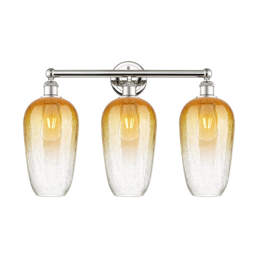 Innovations Brookhaven Flute 25in 3-Light Bath Vanity | Industrial Polished Nickel Steel and Amber Glass | Bathroom Vanity | Model 616-3W-PN-G484-7AM