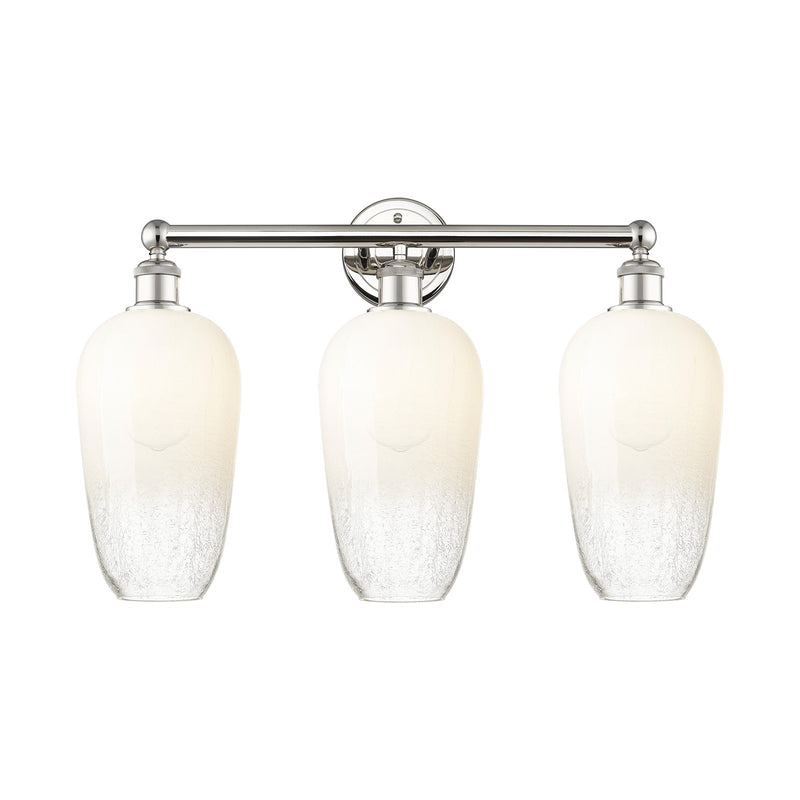Innovations Brookhaven Flute 25in 3-Light Bath Vanity | Industrial Modern Polished Nickel Steel and Opal Glass | Bathroom | Model 616-3W-PN-G484-7OP