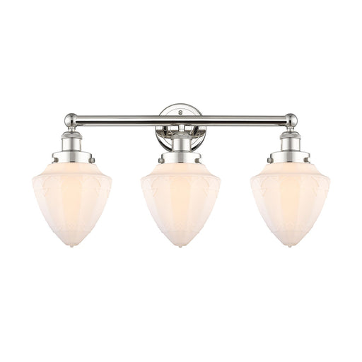 Innovations Bullet 25in 3-Light Bath Vanity Light | Industrial Polished Nickel and Matte White Frosted Glass | Bathroom Vanity & | Model 616-3W-PN-G661-7