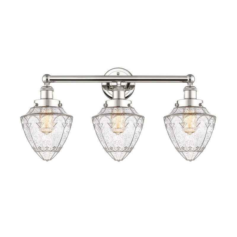 Innovations Bullet 25in 3-Light Bath Vanity Light | Industrial Polished Nickel Steel and Seedy Glass | Bathroom Vanity | 25 x | Model 616-3W-PN-G664-7