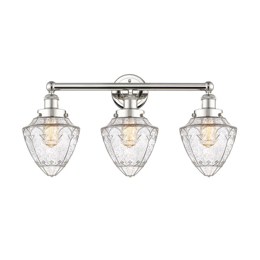 Innovations Bullet 25in 3-Light Bath Vanity Light | Industrial Polished Nickel Steel and Seedy Glass | Bathroom Vanity | 25 x | Model 616-3W-PN-G664-7
