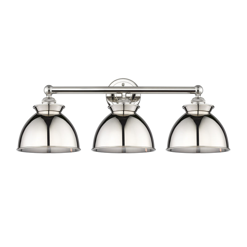 Innovations Adirondack 26in 3-Light Bath Vanity Light | Industrial Farmhouse Polished Nickel Steel and Cast Brass with Polished | Model 616-3W-PN-M14-PN