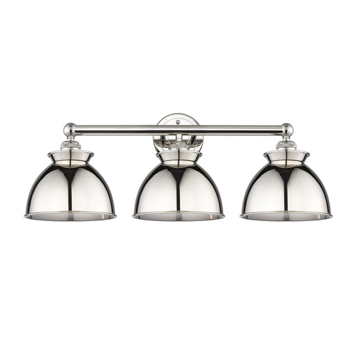 Innovations Adirondack 26in 3-Light Bath Vanity Light | Industrial Farmhouse Polished Nickel Steel and Cast Brass with Polished | Model 616-3W-PN-M14-PN