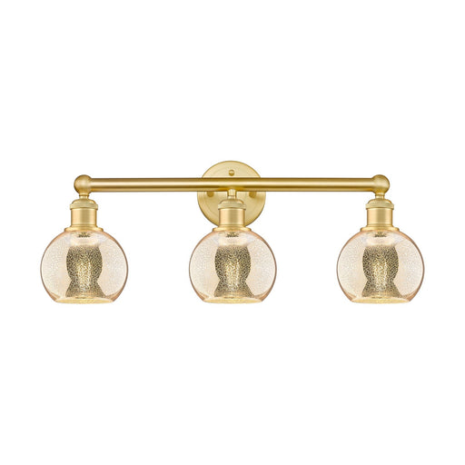 Innovations Athens 24in 3-Light Bath Vanity Light | Industrial Satin Gold Steel and Mercury Glass | Bathroom Vanity | 23.88 x | Model 616-3W-SG-G128-6