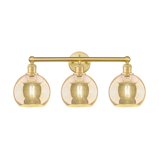 Innovations Athens 26in 3-Light Bath Vanity Light | Industrial Satin Gold Steel and Mercury Glass | Bathroom Vanity | 26 x 12.25 | Model 616-3W-SG-G128-8