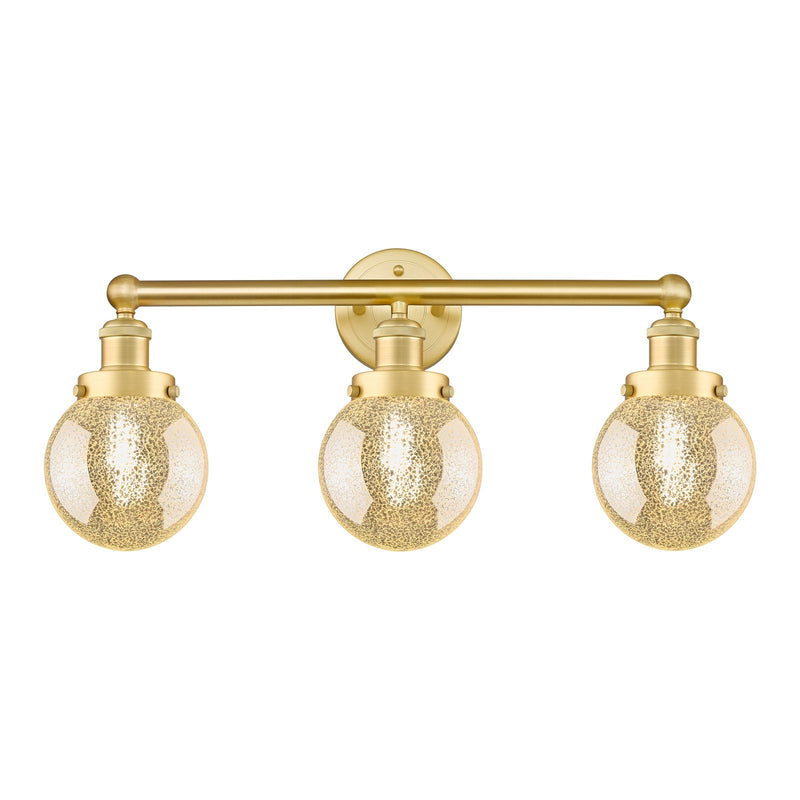 Innovations Beacon 24in 3-Light Bath Vanity Light | Industrial Satin Gold Steel and Mercury Glass | Bathroom Vanity & Powder Room | Model 616-3W-SG-G208-6