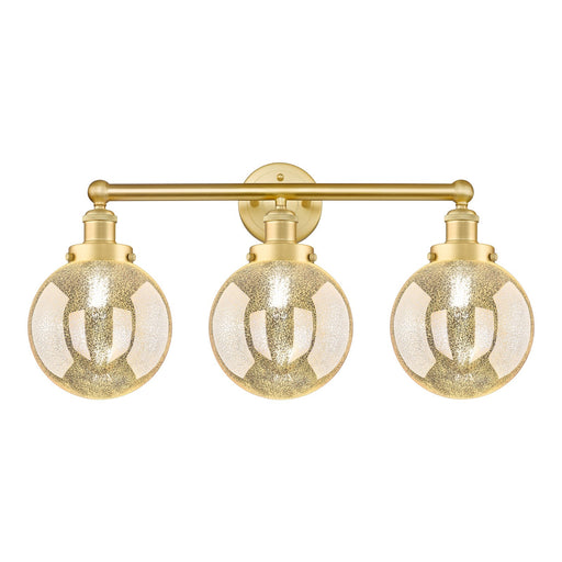 Innovations Beacon 26in 3-Light Bath Vanity Light | Industrial Satin Gold Steel and Mercury Glass | Bathroom Vanity | 26 x 13.62 | Model 616-3W-SG-G208-8