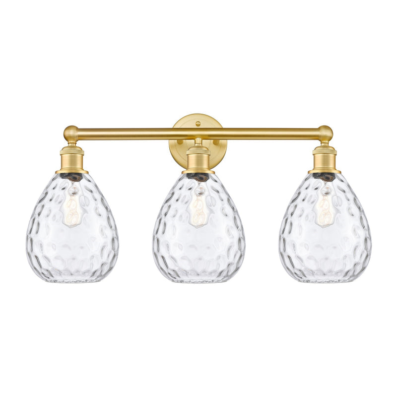 Innovations Waverly 26in 3-Light Bath Vanity Light | Industrial Satin Gold Steel and Clear Glass | Bathroom Vanity | 26 x 14.25 x | Model 616-3W-SG-G372