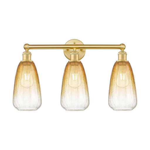 Innovations Brookhaven Almond 24in 3-Light Bath Vanity Light | Industrial Satin Gold Steel and Amber Glass | Bathroom Vanity & | Model 616-3W-SG-G480-6AM
