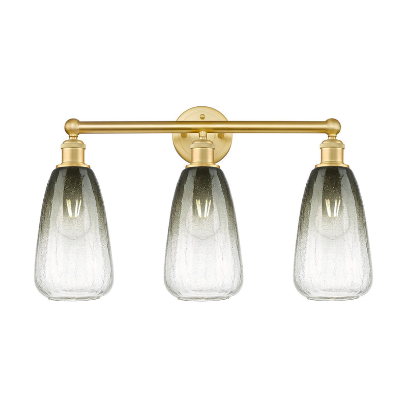 Innovations Brookhaven Almond 24in 3-Light Bath Vanity Light | Industrial Satin Gold Steel and Slate Glass | Kitchen & Bathroom | Model 616-3W-SG-G480-6SL