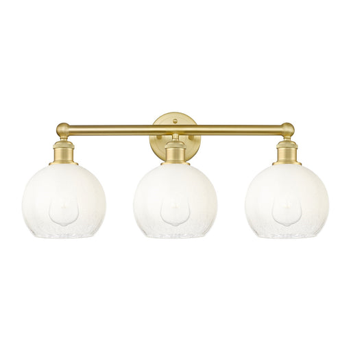 Innovations Brookhaven Globe 26in 3-Light Bath Vanity Light | Industrial Satin Gold Steel and Opal Glass | Bathroom Vanity | Model 616-3W-SG-G483-8OP