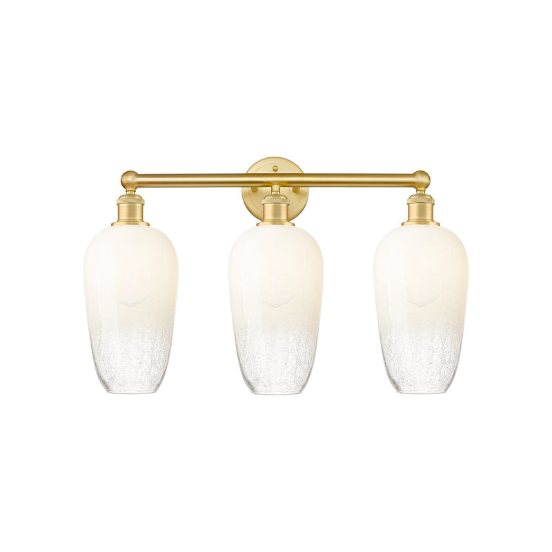 Innovations Brookhaven Flute 25in 3-Light Bath Vanity | Industrial Modern Satin Gold Steel and Opal Glass | Damp Rated Bathroom | Model 616-3W-SG-G484-7OP