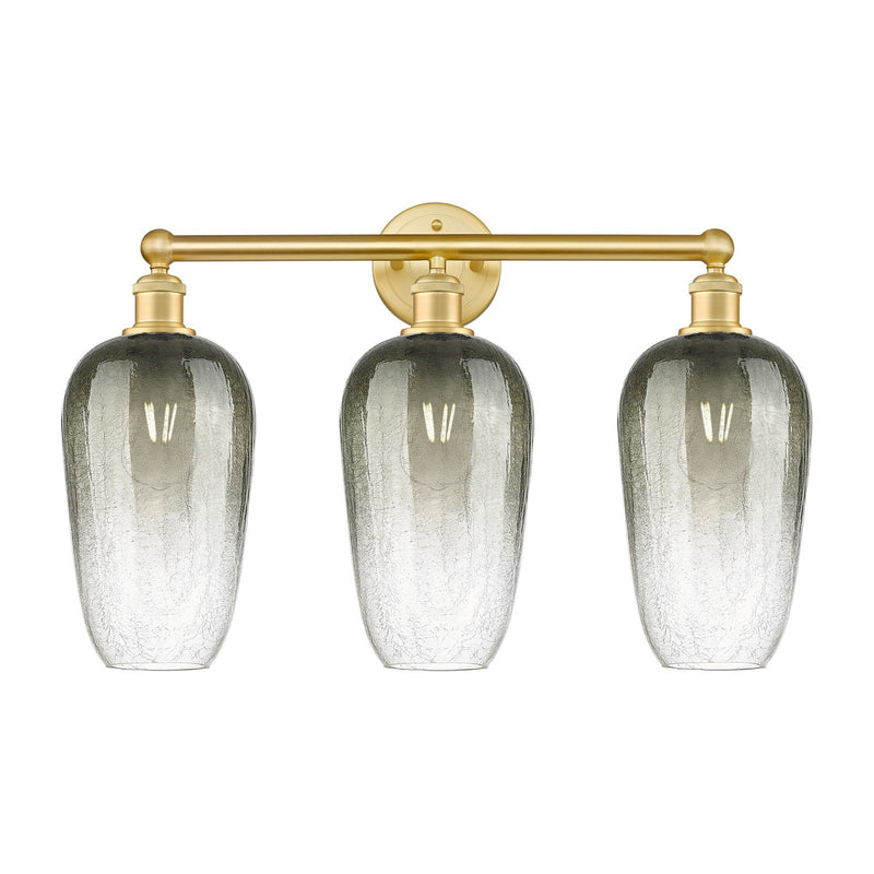 Innovations Brookhaven Flute 25in 3-Light Bath Vanity | Industrial Satin Gold Steel and Slate Glass | Bathroom Vanity & Powder | Model 616-3W-SG-G484-7SL