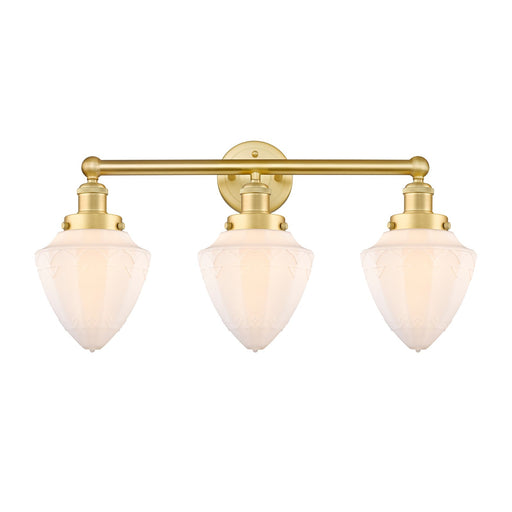Innovations Bullet 25in 3-Light Bath Vanity Light | Industrial Satin Gold Steel and Matte White Frosted Glass | Bathroom Vanity & | Model 616-3W-SG-G661-7