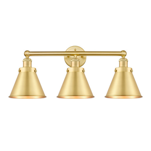 Innovations Appalachian 26in 3-Light Bath Vanity Light | Industrial Satin Gold Steel and Cast Brass with Satin Gold Metal Cone | Model 616-3W-SG-M13-SG