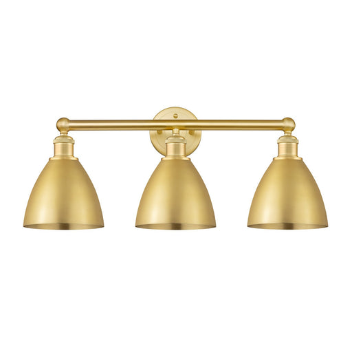 Innovations Bristol 26in 3-Light Bath Vanity Light | Industrial Farmhouse Satin Gold Steel and Cast Brass with Satin Gold | Model 616-3W-SG-MBD-75-SG