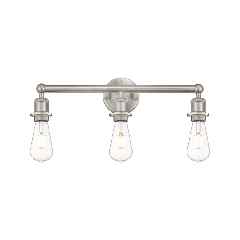 Innovations Edison 21in 3-Light Bath Vanity Light | Industrial Satin Nickel Steel and Cast Brass | Bathroom Vanity | 21.38 x 6 x 6.25 in | Model 616-3W-SN