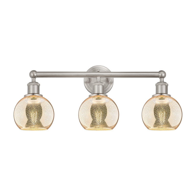 Innovations Athens 24in 3-Light Bath Vanity Light | Industrial Brushed Satin Nickel Steel and Mercury Glass | Bathroom Vanity | Model 616-3W-SN-G128-6