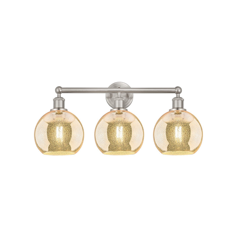 Innovations Athens 26in 3-Light Bath Vanity Light | Industrial Satin Nickel Steel and Mercury Glass | Bathroom Vanity & Powder | Model 616-3W-SN-G128-8