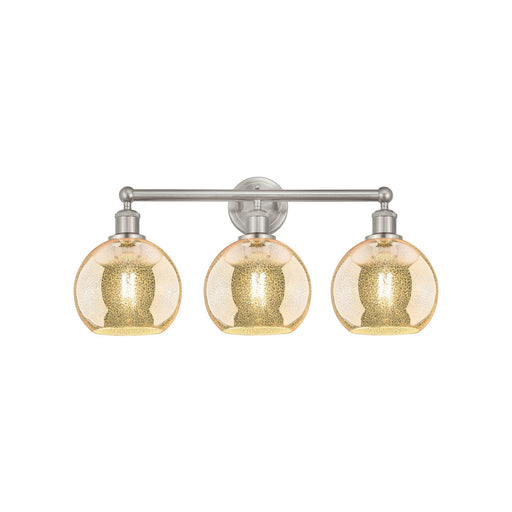 Innovations Athens 26in 3-Light Bath Vanity Light | Industrial Satin Nickel Steel and Mercury Glass | Bathroom Vanity & Powder | Model 616-3W-SN-G128-8