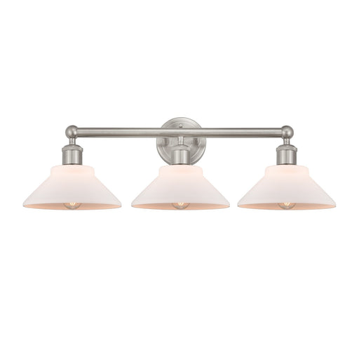 Innovations Orwell 26in 3-Light Bath Vanity Light | Industrial Brushed Satin Nickel and Matte White Glass | Bathroom Vanity | 26.38 | Model 616-3W-SN-G131