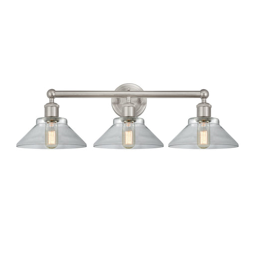 Innovations Orwell 26in 3-Light Bath Vanity Light | Industrial Brushed Satin Nickel Steel and Clear Glass | Bathroom Vanity | 26.38 | Model 616-3W-SN-G132