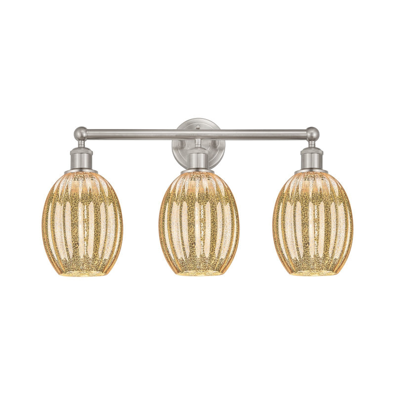 Innovations Preston Bulb 24in 3-Light Bath Vanity Light | Industrial Brushed Satin Nickel and Mercury Glass | Bathroom Vanity | Model 616-3W-SN-G459-6ME