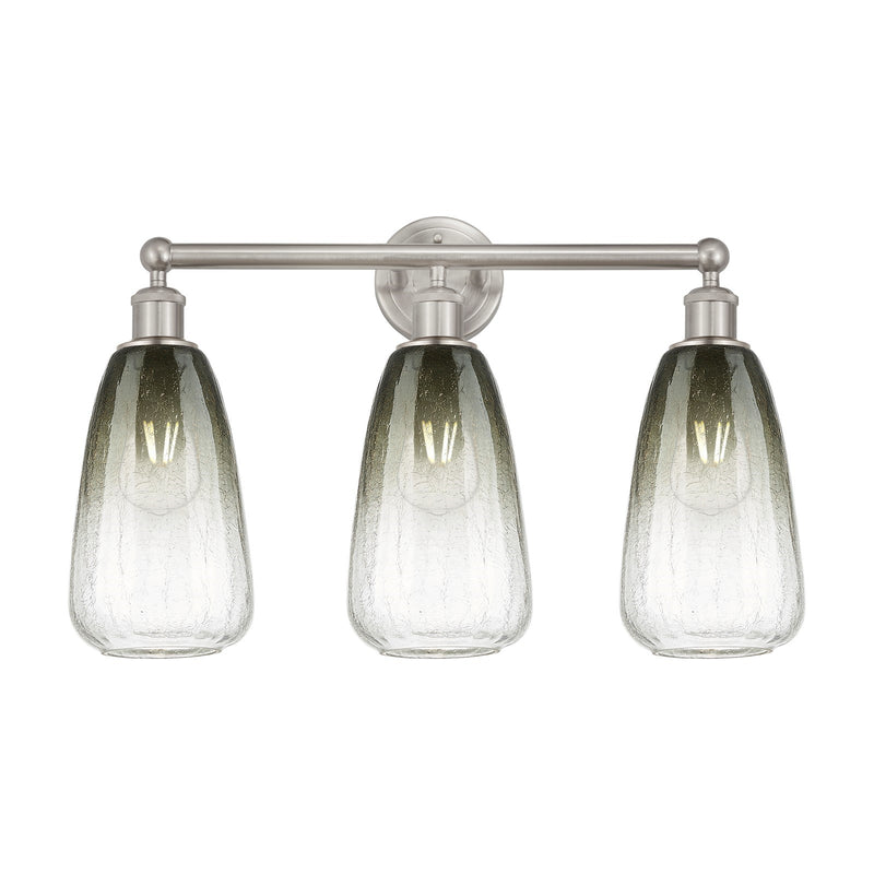 Innovations Brookhaven Almond 24in 3-Light Bath Vanity Light | Industrial Brushed Satin Nickel and Slate Glass | Bathroom | Model 616-3W-SN-G480-6SL