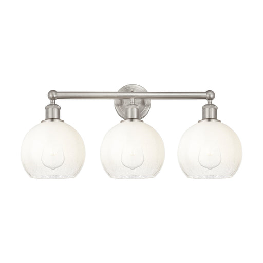Innovations Brookhaven Globe 26in 3-Light Bath Vanity Light | Industrial Brushed Satin Nickel and Opal Glass | Bathroom Vanity | Model 616-3W-SN-G483-8OP