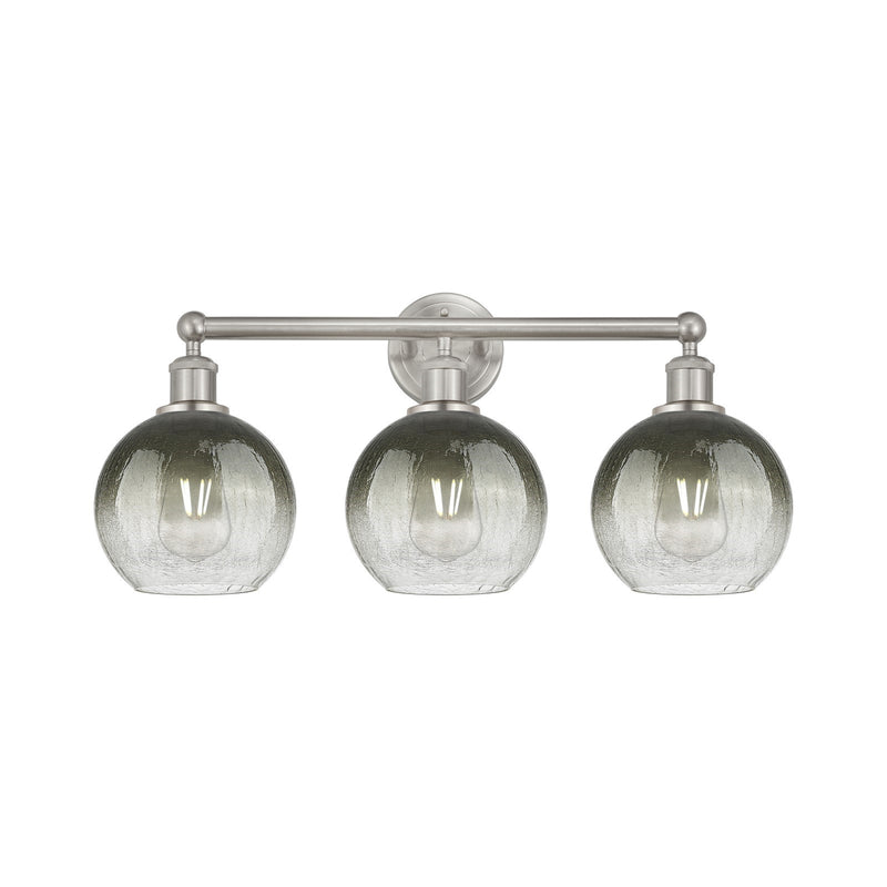 Innovations Brookhaven Globe 26in 3-Light Bath Vanity Light | Industrial Brushed Satin Nickel and Slate Glass | Bathroom Vanity | Model 616-3W-SN-G483-8SL