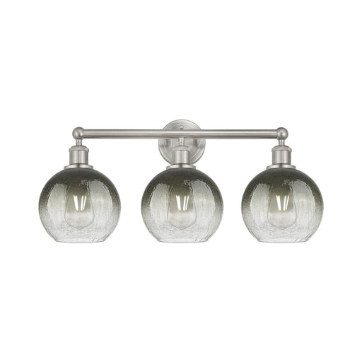 Innovations Brookhaven Globe 26in 3-Light Bath Vanity Light | Industrial Brushed Satin Nickel and Slate Glass | Bathroom Vanity | Model 616-3W-SN-G483-8SL