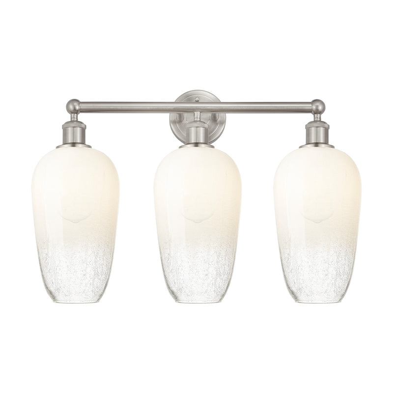 Innovations Brookhaven Flute 25in 3-Light Bath Vanity Light | Industrial Brushed Satin Nickel and Opal Glass | Bathroom Vanity | Model 616-3W-SN-G484-7OP