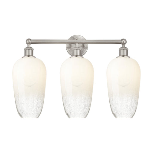 Innovations Brookhaven Flute 25in 3-Light Bath Vanity Light | Industrial Brushed Satin Nickel and Opal Glass | Bathroom Vanity | Model 616-3W-SN-G484-7OP