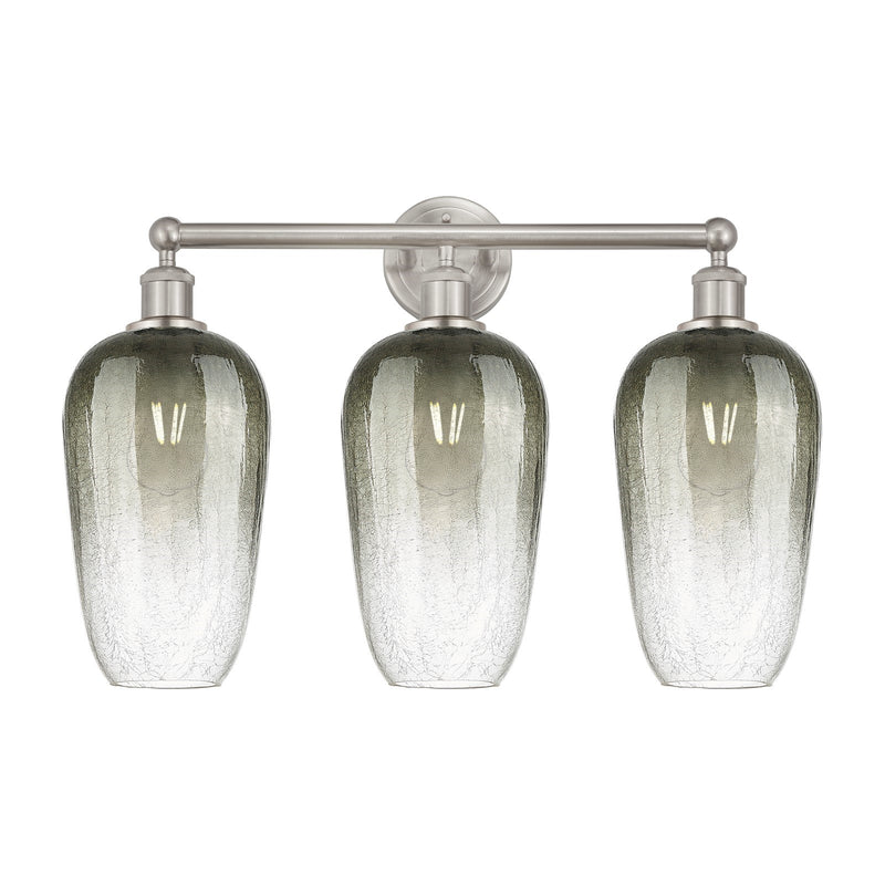 Innovations Brookhaven Flute 25in 3-Light Bath Vanity Light | Industrial Brushed Satin Nickel and Slate Glass | Bathroom Vanity | Model 616-3W-SN-G484-7SL