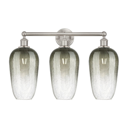 Innovations Brookhaven Flute 25in 3-Light Bath Vanity Light | Industrial Brushed Satin Nickel and Slate Glass | Bathroom Vanity | Model 616-3W-SN-G484-7SL
