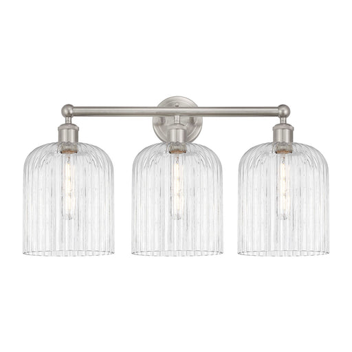 Innovations Bridal Veil 23in 3-Light Bath Vanity Light | Art Nouveau Industrial Brushed Satin Nickel and Clear Ribbed Glass | Model 616-3W-SN-G559-8CL