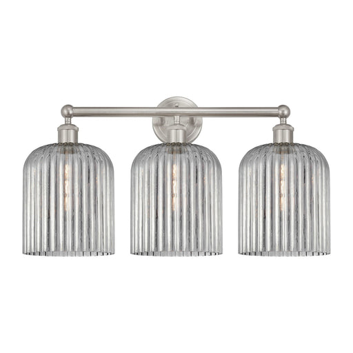 Innovations Bridal Veil 23in 3-Light Bath Vanity Light | Art Nouveau Brushed Satin Nickel and Light Smoke Ribbed Glass | Model 616-3W-SN-G559-8SM