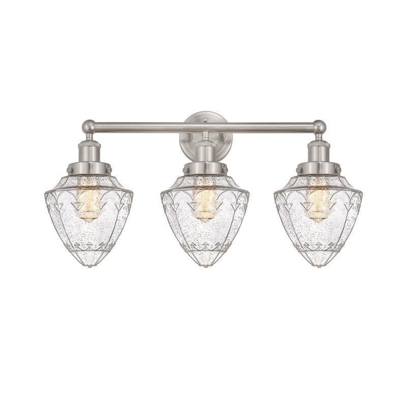 Innovations Bullet 25in 3-Light Bath Vanity | Industrial Brushed Satin Nickel and Seedy Glass | Bathroom Vanity Light | 25 x | Model 616-3W-SN-G664-7